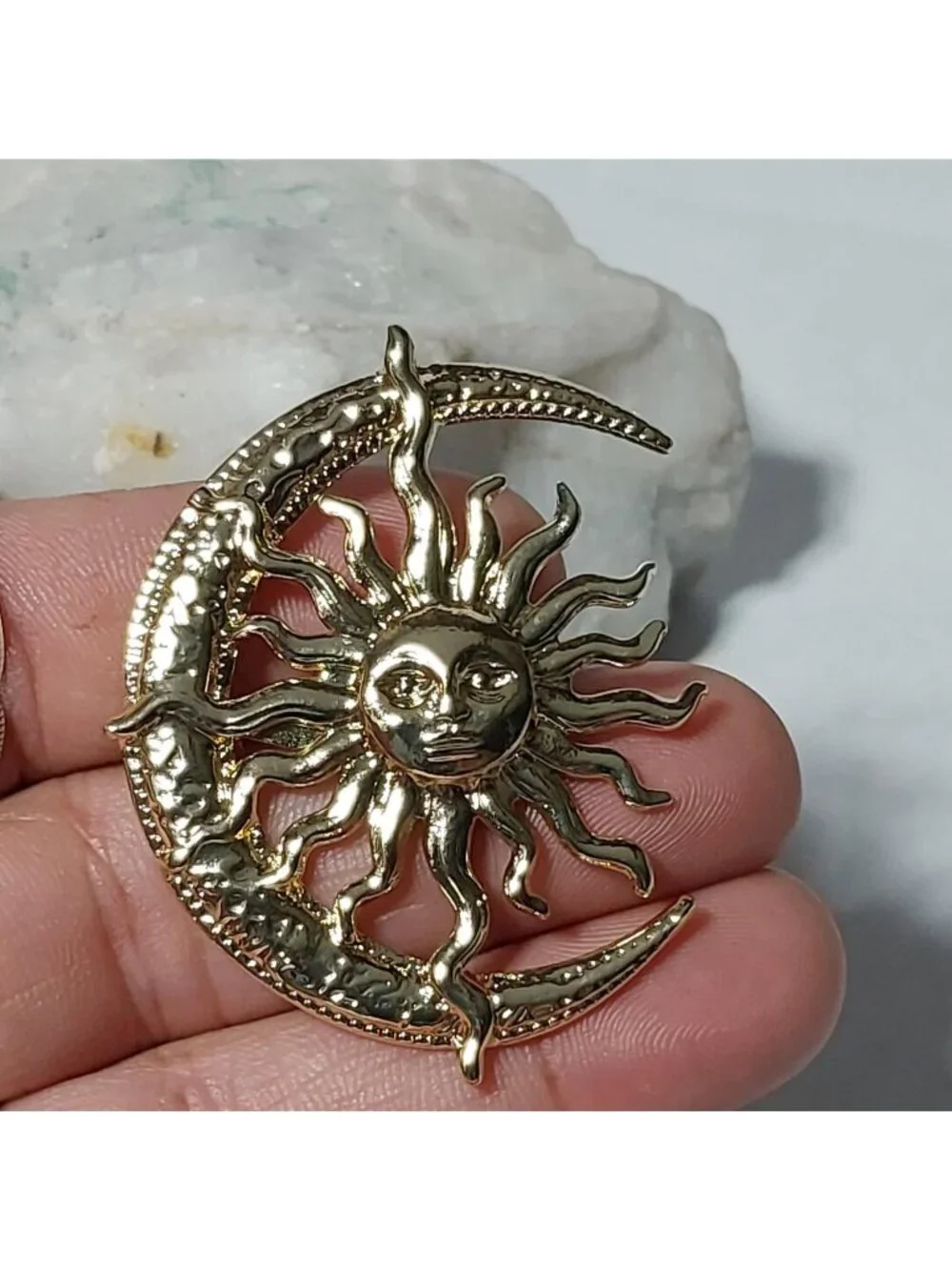 Sun And Moon Brooch Gold